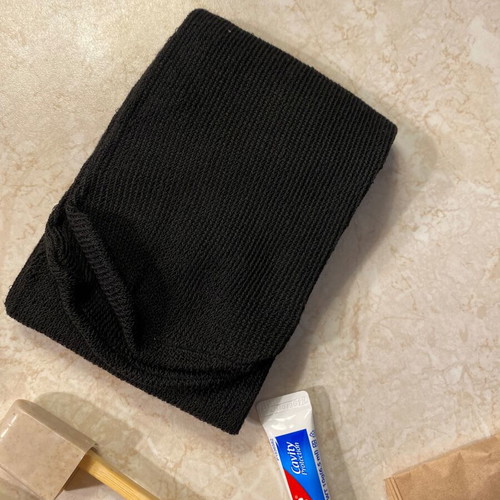 Lanvin toiletry bag new black leatherette with travel cosmetics
