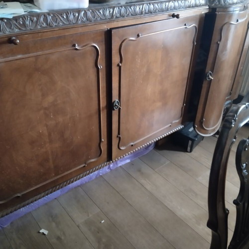 Dining room set refurbished, 12 seats, handcrafted wood, Budapest 1955