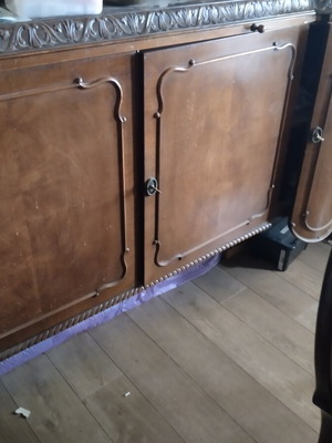 Dining room set refurbished, 12 seats, handcrafted wood, Budapest 1955