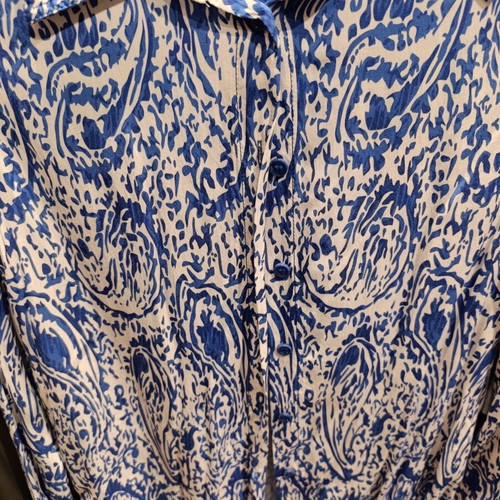 Zara printed satin-look shirt new, beige and blue