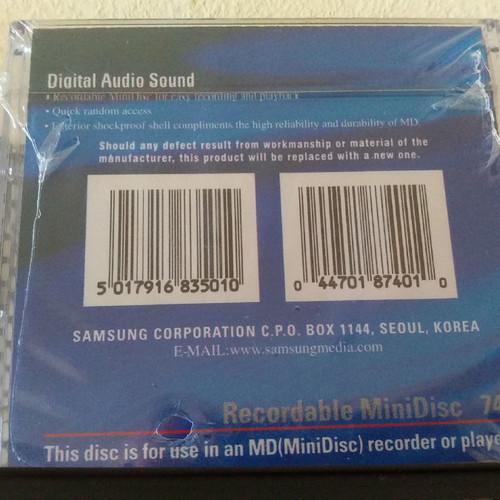 Samsung Minidisc 74 digital audio sound καινούργιο, σφραγισμένο