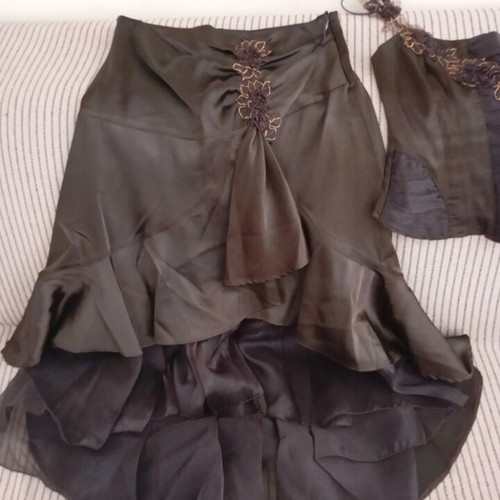 Skirt set with blouse brown, like new, size M
