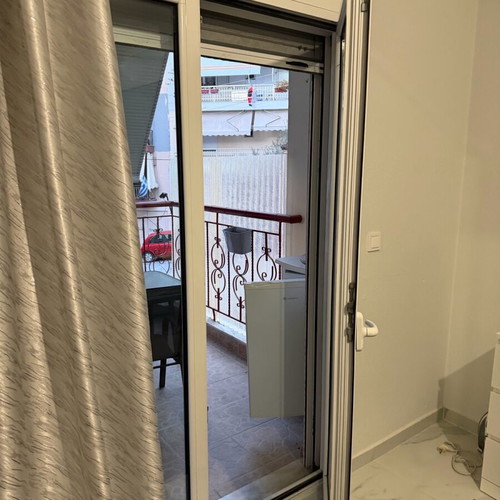 Aluminum balcony doors used, set of 7 with screens and blinds