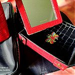  Vintage Estee Lauder  τσάντα θήκη καλλυντικών + κόκκινο τσαντάκι +καθρέφτη.