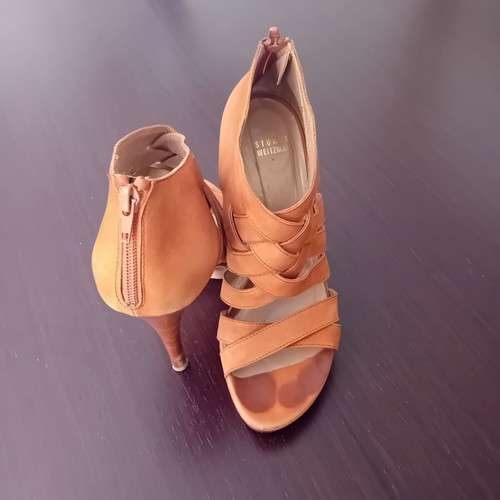 Stuart Weitzman Strappy Suede Heeled Sandals used, tan cognac, size 39
