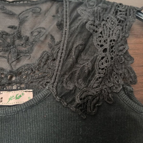 Black blouse with lace and transparency used, size S