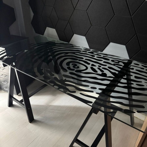 Glass desk surface with legs set, IKEA
