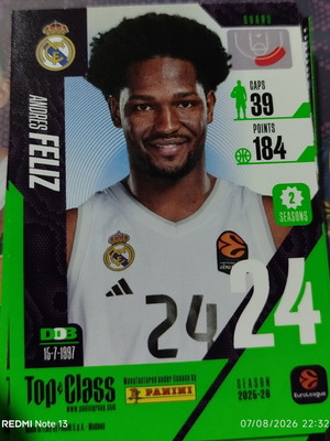 Panini Top Class Euroleague sticker used