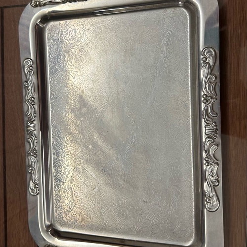Antique serving tray like new with ornate rococo handles
