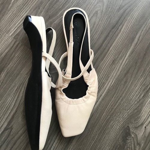 Massimo Dutti slingback sandals size 37 new beige and white