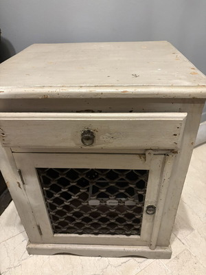 Indian wooden nightstands used, set of 2 with iron details