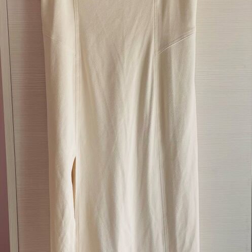 Nadia Rapti midi dress white like new with slit and open back size M