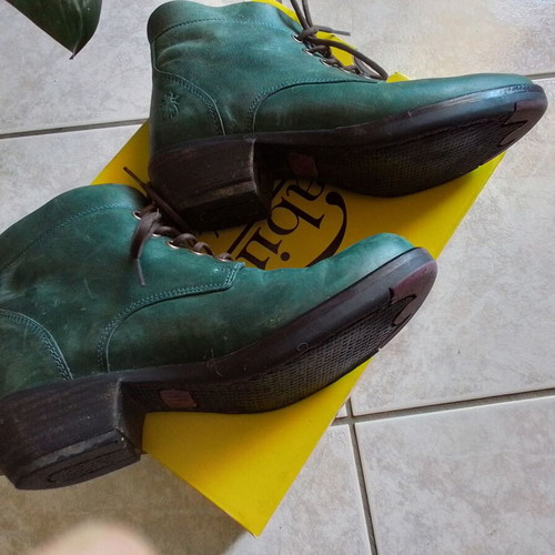Fly London leather ankle boots green used size 38