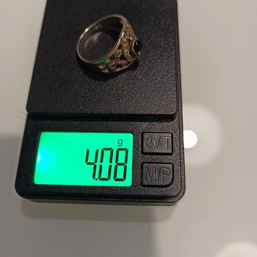 Silver ring No 58 Gianniotiko 925 with black stone vintage, like new