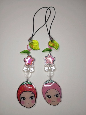Sonny Angels keychains like new, handmade with UV resin