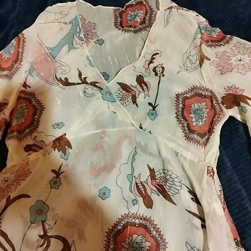 Tunic blouse beige with gold thread size S like new