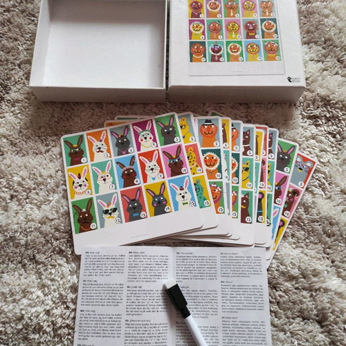Guess Who game used with cards and marker