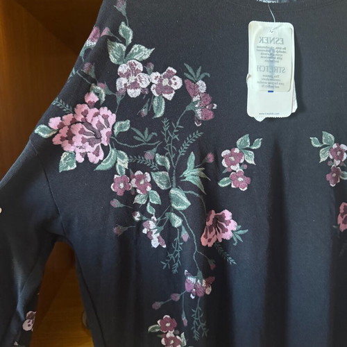 Black blouse with flowers new, size XXXL
