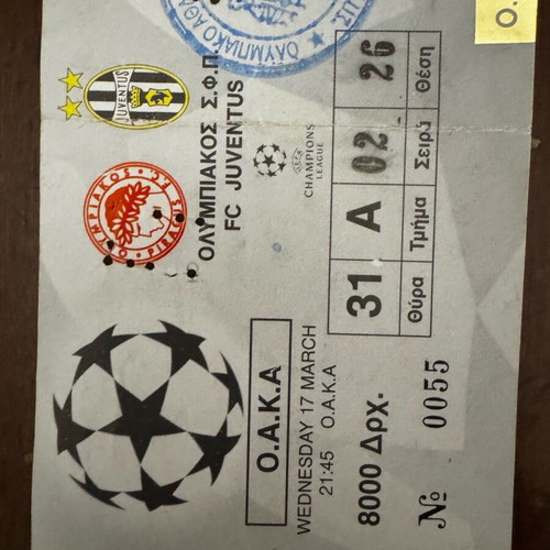 Olympiacos-Juventus Ticket like new from 1999 match