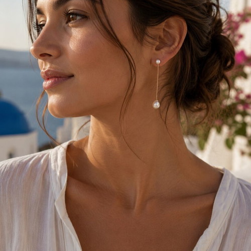 Gold and Pearl Drop Earrings like new, elegant feminine design