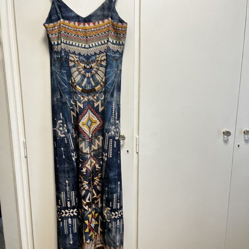 Peace And Chaos maxi summer dress, size M/L, blue multicolor