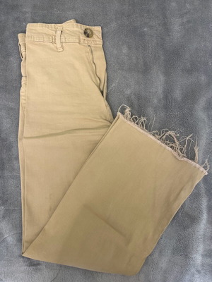 Stradivarius jeans used, beige, high-waisted flared with fringes