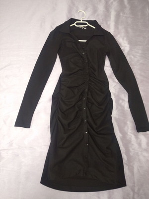 Shirt dress new, midi, black, size XS