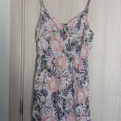 H&M short floral dress like new, pink multicolor, size L-M
