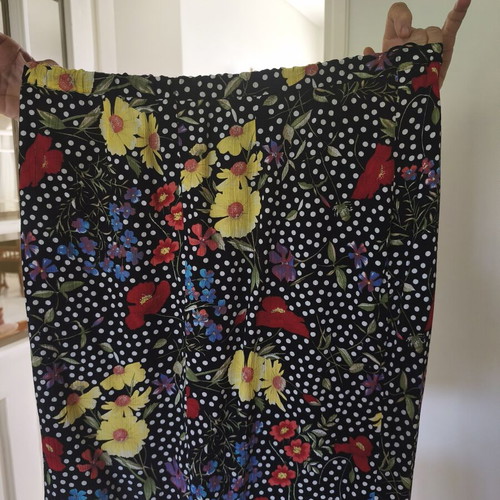 Skirt hand-sewn, like new, black with multicolor floral pattern, size M