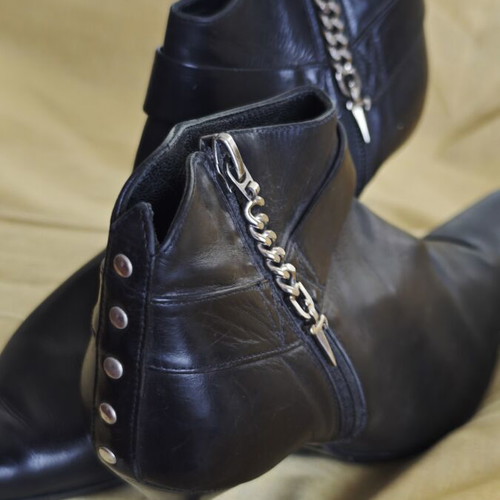 Cesare Paciotti black leather ankle boots with stiletto heel