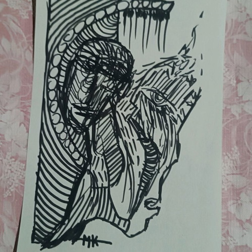 Psychedelic drawing made to order on paper with black markers
