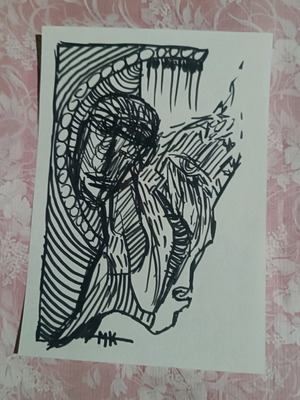 Psychedelic drawing made to order on paper with black markers
