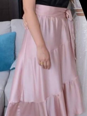 Miss Miss ασύμμετρη φούστα ροζ σατινέ σαν καινούργιο, μέγεθος M/L