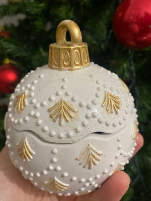 Handmade porcelain container with soy candle and fragrance
