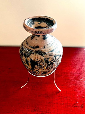 Ceramic vase used, ancient Greek style with human figures, 29 cm