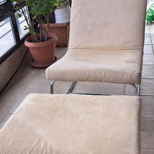 Entos by Sato armchair with footrest like new beige, 1m x 50cm