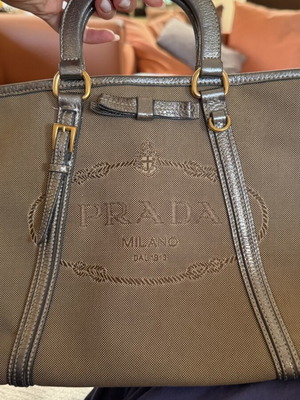 Prada tote handbag, brown, gently used