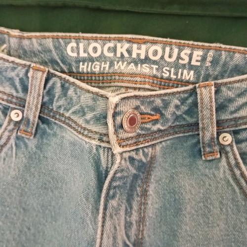 Clockhouse high-waist jeans used with embroidered cherries, size 42 (XL)
