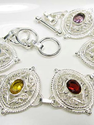 925 Silver Bracelet with Crystals New