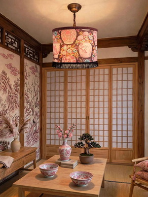 Ceiling light brown Japanese vase lampshade 35x20 cm