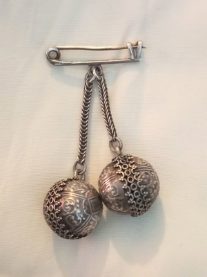 Silver pin old used, traditional, solid silver