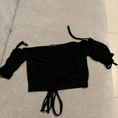 Black crop top with off-shoulder, size small, like new