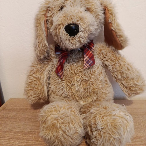 Vintage plush dog from the 80's, used, approx. 30 cm