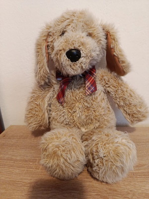 Vintage plush dog from the 80's, used, approx. 30 cm