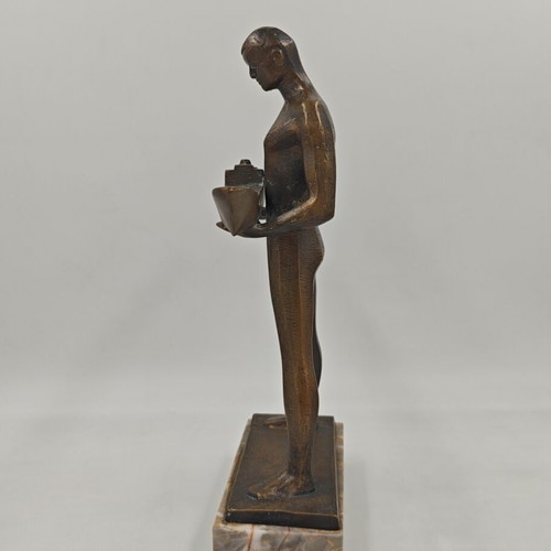 Bronze Maritime Statue "The Shipbuilder" used with alabaster base