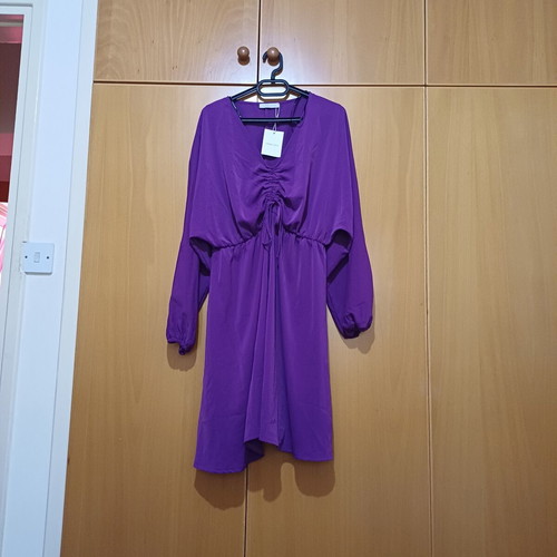 Dress new purple with adjustable drawstring and elastic sleeves size XXXL