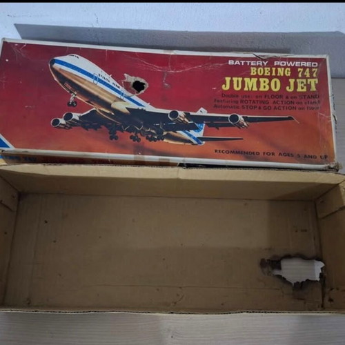 Vintage Pan Am Jumbo Jet 747 metal toy plane, 1970s Japan