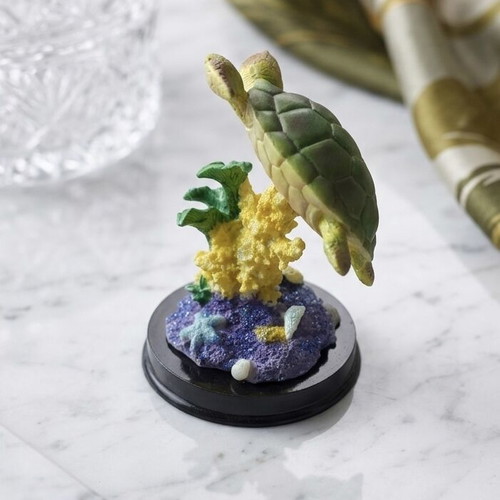 Decorative Sea Turtle Resin Figurine on Coral Base like new