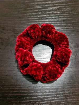 Scrunchie crocheted red velvet like new