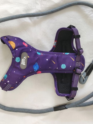 Dog harness size S with space planets design
